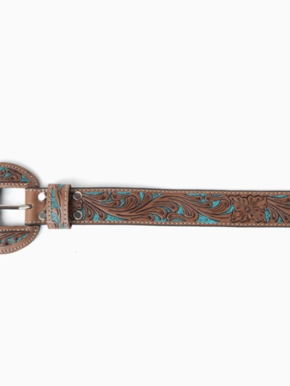 Myra Western Wreath Leather Belt in Bronco Sky - Picture 4 of 8